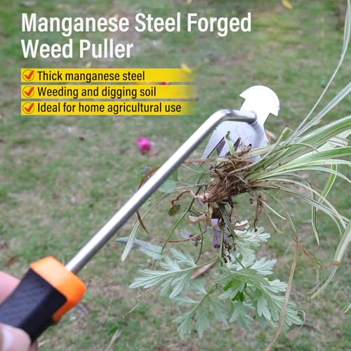 Weed Puller Tool,Portable Garden Weeder Tool,2024 New Gardening Weeding Tools,for Hand Weeder Puller for Vegetable Gardening Backyard Farm Planting & Uprooting Weeding Tool (Rubber Handle) - Image 5