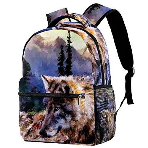 Sac à dos de voyage pour campus loup filles garçons avec poche
