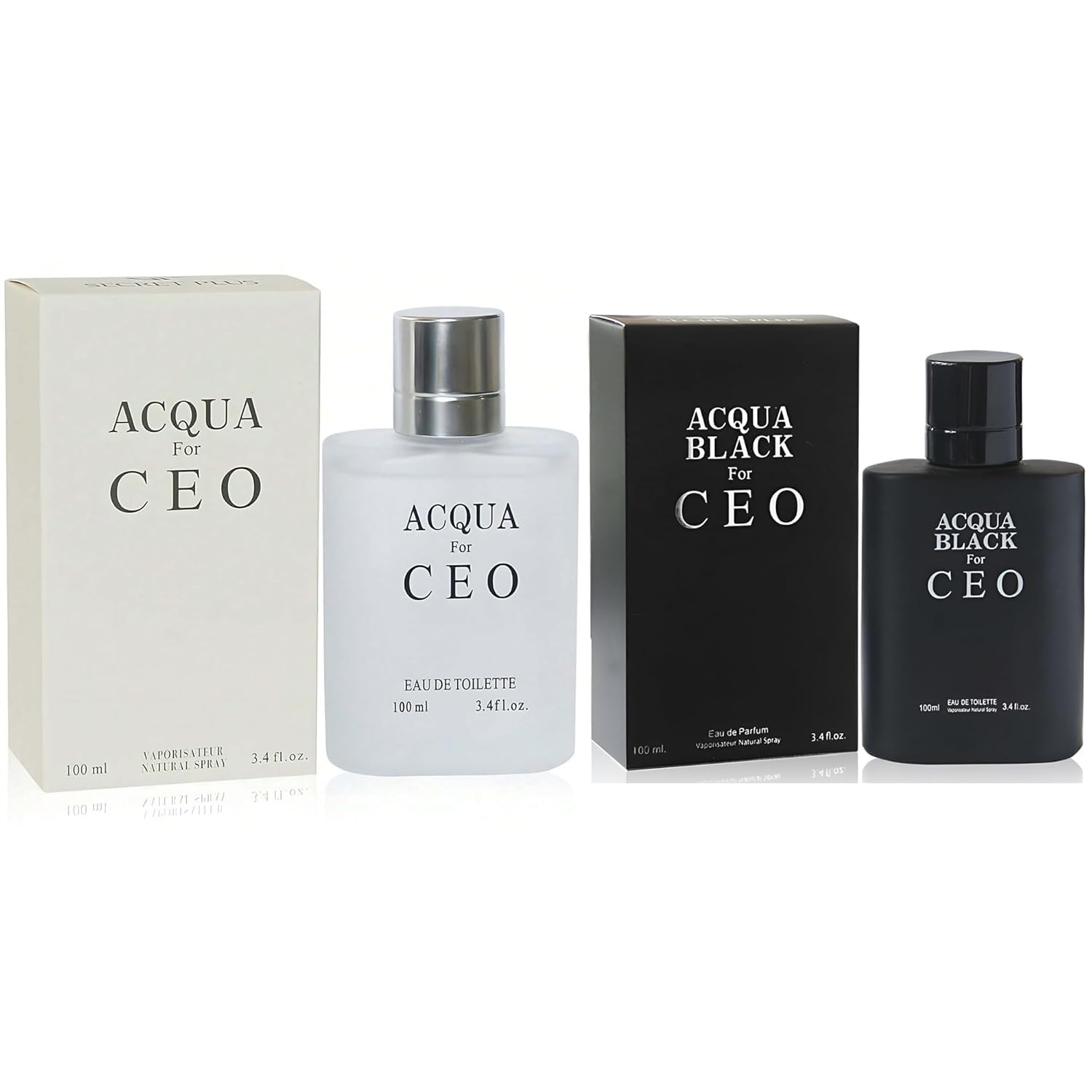 TWISHA Acqua & Acqua Black Men's Cologne Eau de Parfum Gift Set - 3.4 Fl Oz Each | Citrus Spicy & Woody Ambergris Fragrance | Luxury Perfume for Day & Night