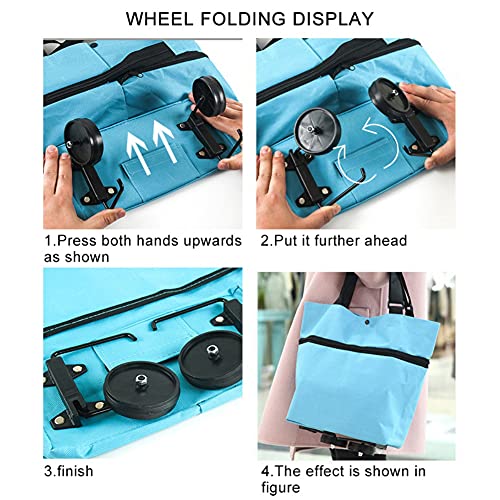Oxford Cloth Folding Shopping Bag, EFINNY 1 Pc Solid Farbe Einkaufstrolley Tasche Rolling Shopping Bag, faltbar, leicht… – Bild 3