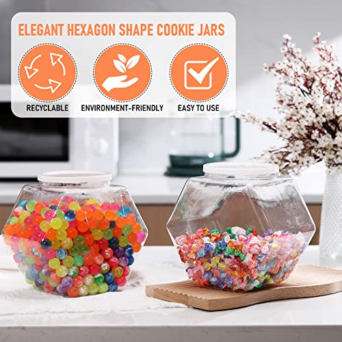 4 Pieces Plastic Candy Jars Cookie Jars For Kitchen Counter Hexagon Cookie Jar With Lid Clear Candy Containers Laundry Pod Storage Container Dry Food Jar For Candy Buffet Dog Treats Craft (129 Oz) #TOP4