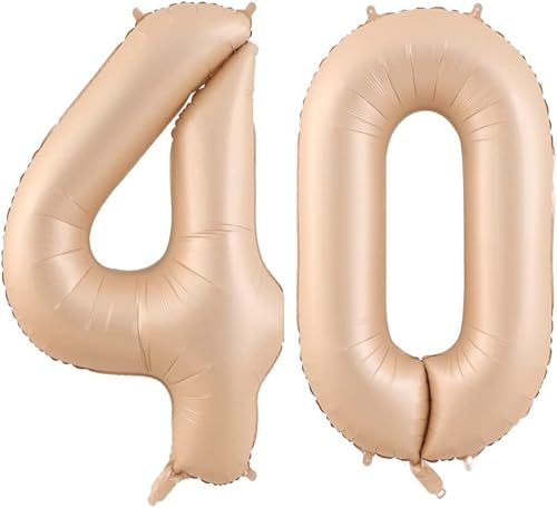 Globos grandes de Mylar de 42 pulgadas con el número 40 para decoración de fiestas de cumpleaños 40 y decoración de eventos de aniversario caramelo