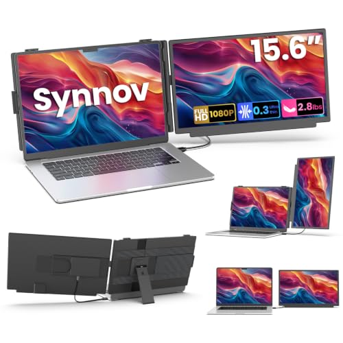 Image of Synnov Laptop Screen Extender, 15.6 inch 1080P FHD Detachable & Portable Dual Monitor for 14-17.3 inch Laptops, Plug & Play Travel Monitor Extender Built in Speakers for Wins /Mac /Chrome /Android