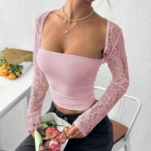 Women Sexy Sheer Mesh Lace Open Front Crop Bolero Summer Solid Slim Fit Long Sleeve See Through Cropped Shrugs4