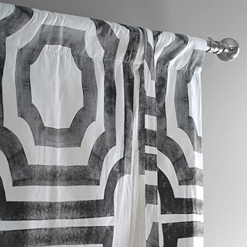 Image of HPD Half Price Drapes Room Darkening Tie Up Curtains 46 X 63 Inch Mecca Printed Cotton Window Roll Up Balloon Curtain for Living Room, Kitchen PRTW-TUD23A-63 (1 Panel), Mecca Steel