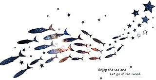 Decalques de parede faça você mesmo lindos temas em forma de estrela e peixe para meninos e crianças adesivos de parede removíveis em vinil arte para decoração de parede para decoração de berçário de