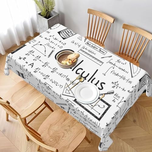 Tizhweqo Mantel Mesa Cuadrada Calculo, Manteles Antimanchas Fórmula Matemática, 3D Impresión Mantel Impermeable Lavable para Cocina Salón Comedor, 140x140 cm ZB684