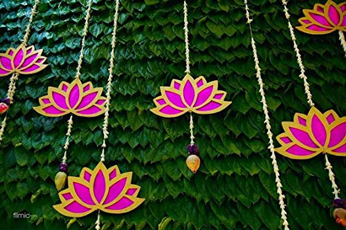 Image of Desi Favors Lotus MDF Cutout for Indian Backdrop | Varalakshmi Pooja Decor, Wedding, Housewarming Decor, Diwali Pooja Decoration, | 11x16 Inch (Pack of 1)