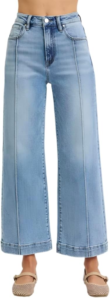 Risen High Rise Crop Wide Leg Jeans