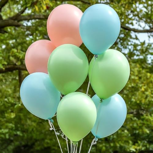 Image of Regular Balloon Combo For Decoration with Glue Dots & Balloon Arch Strip - Party Decor Set For Easy Party Setup (PINK GREEN BLUE, 50)