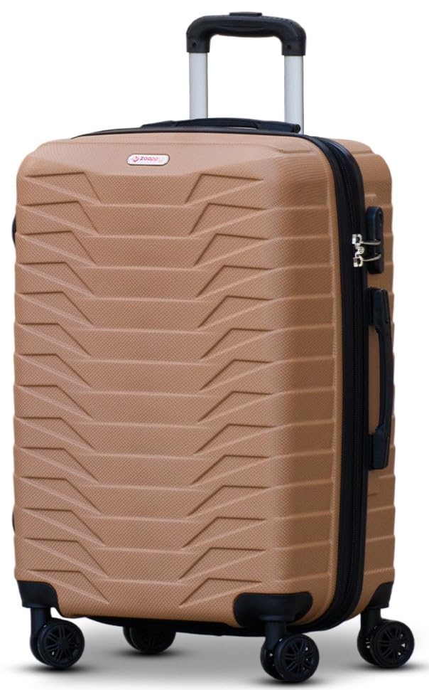 ZAAPPY Luggage Hard Shell Trolly with smooth spinner wheels and secured combination lock Suitcases for travel (Gold, 24 Inch (61 Cm))