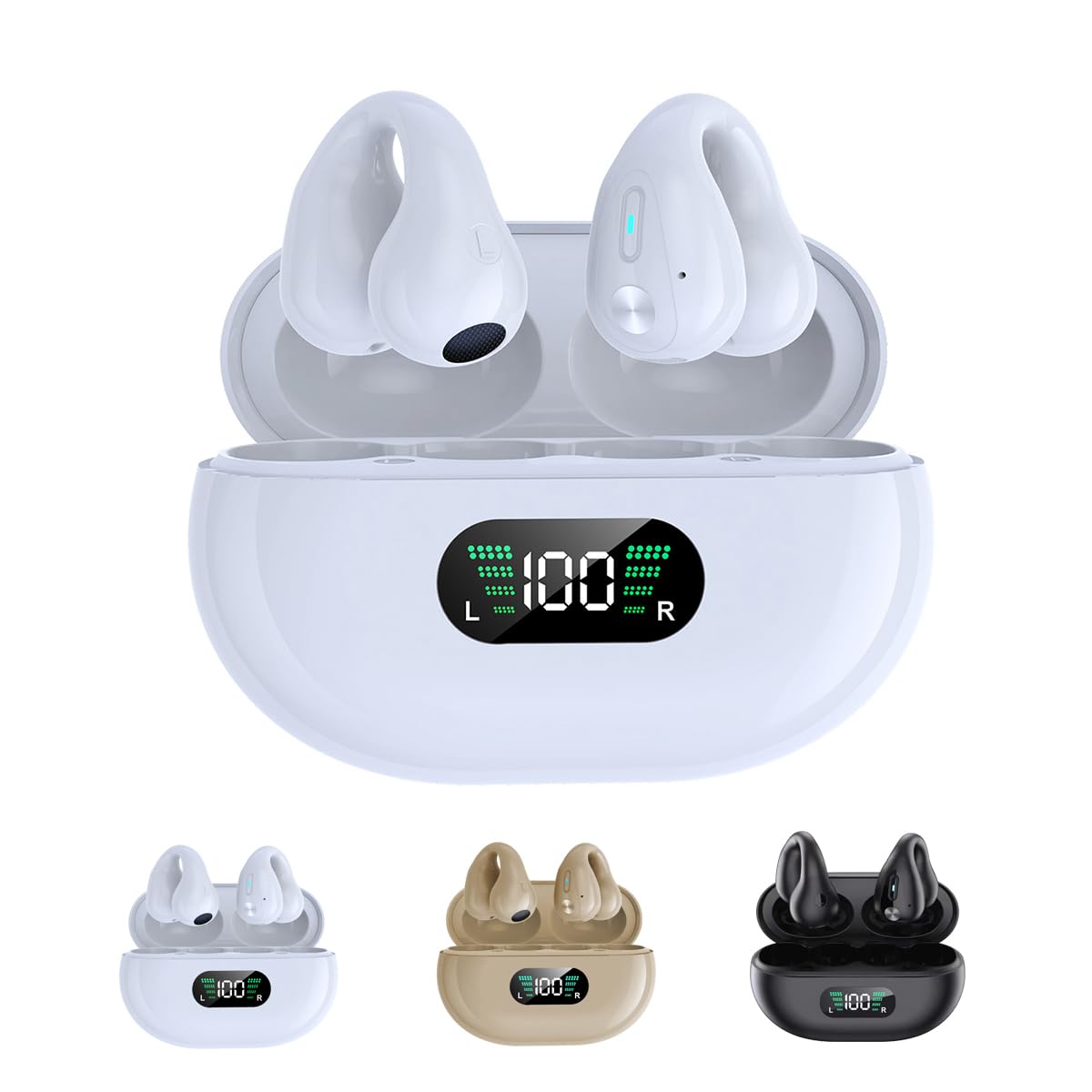 Bezprzewodowe słuchawki douszne z klipsem na przewodnictwo kostne, z otwartym uchem, Bluetooth 5.3, mini klips, sportowe, bezbolesne, bezprzewodowe, Bluetooth, do biegania, jazdy samochodem, treningu