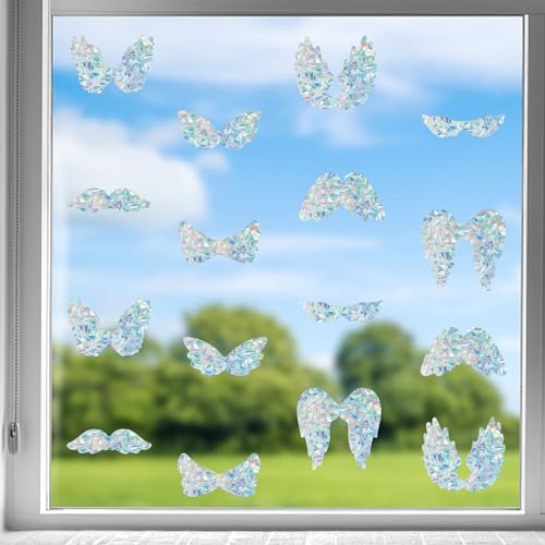 GORGECRAFT 16 peças adesivos de janela de asa de anjo anticolisão adesivos de janela estática adesiv