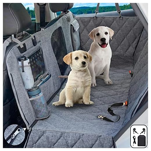 SEVVIS Dog Hammock for Car Backseat - Back Seat Cover for Dogs - Dog Seat Cover for Car, SUV, Pet Car Seat Cover with Mesh Window,Dog Car Seat Cover,Car Hammock for Dogs Back Seat, Gray