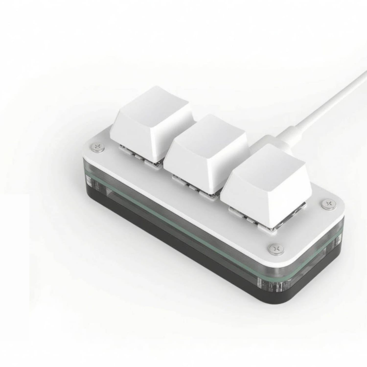 Hot-Swappable 3-Key Macro Keypad Plug-and-Play 3 Key Keypad Programmable Mini Macro Pad Compact, White, Blank Keycap-image-22