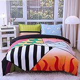 LTUIKHQ 3 Piece Anime Bedding Set (1 Duvet Cover+2 Pillowcases,No Comforter) Cute Comforter Cover Set 3D Printing Luxury Quilt Cover Soft Breathable for All Seasons（Full Size 80'' X 90''）, Orange