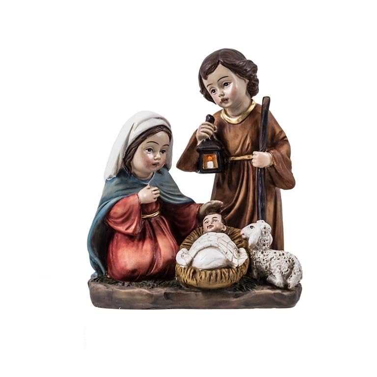Mystère enfant naissance avec la Vierge et Saint Joseph, figurine de crèche de Noël en résine DRW