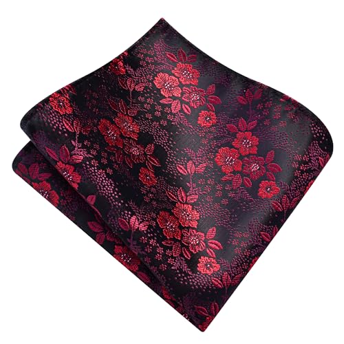 Image of GUSLESON 3.15 inch(8cm) Mens Floral Tie and Lapel Pin Necktie Hankerchief Cufflinks Set for Men
