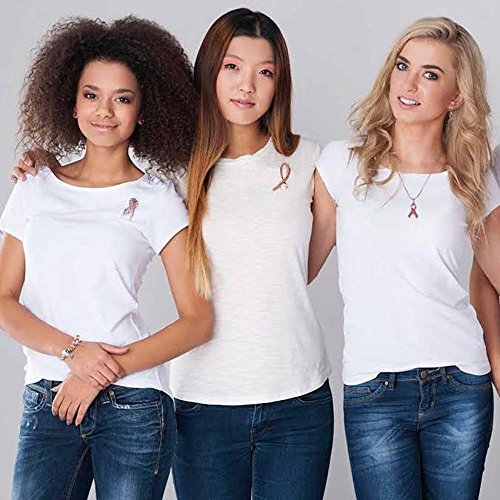 Bling Jewelry Pink Ribbon Breast Cancer Survivor Pink Crystal Brooch Pin For Women Enamel Silver Plated #TOP4