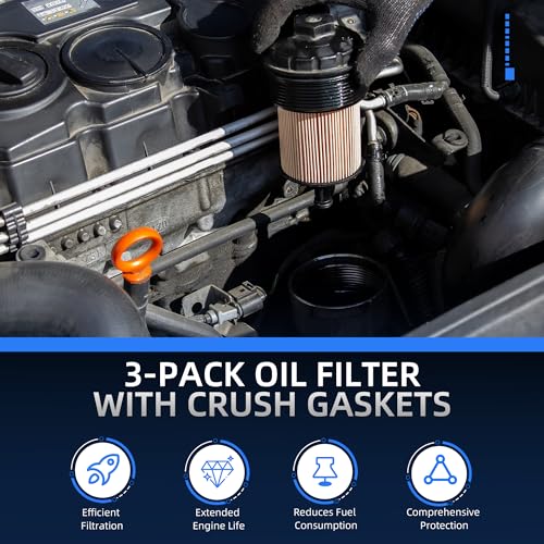 Image of 3-Pack 15208AA170 Oil Filter with Crush Gaskets, Fits for Subaru WRX 2015-2024, Fits for Subaru BRZ 2022-2024, 1.6L, 803916010