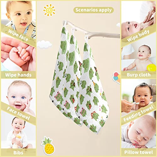 Image of Cute Toads Frogs Baby Muslin Washcloths Soft Face Towel for Newborns, 11.8 X 11.8 Inch, 3 Pack