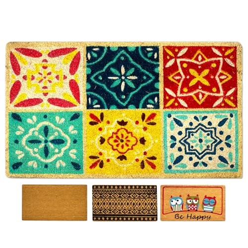 LUA VIKA Felpudo Entrada casa Originales y Divertidos, Alfombra Entrada casa Interior y Exterior, tapete Entrada, Felpudo Coco Natural 40x70x1,5 cm (Art)