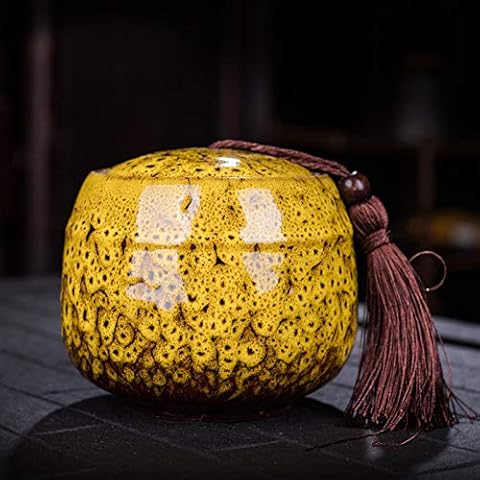 Funeral Urns For Ashes Adult, Small Moisture-proof Grave Memorial Urns For Human And Pet Ashes At Home Or Cemetery,Yellow Cover