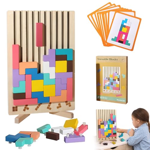 KQWVZ Tetris Holzspiel, Holz Stapelspiel Tetris, Holzpuzzle 3D Tetris mit...