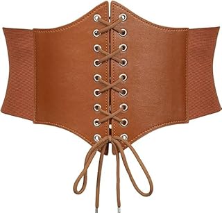 Lace Tied Waspie Corset Belt, 1Pc Womens Corset Belt,PU Leather Wide Elastic Waist Belt Costume Retro Wide Tied Waspie Bel...