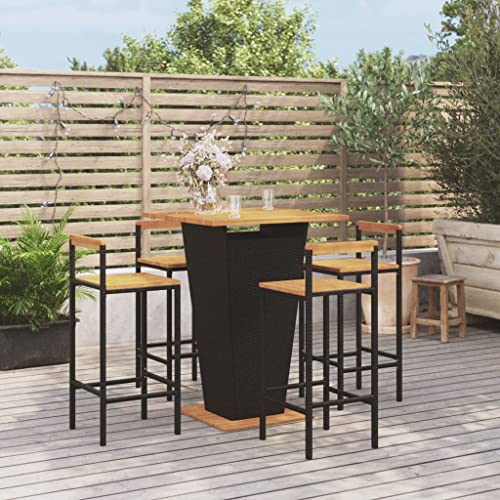 Ensemble de bar jardin 5 pcs noir compact pour optimiser les petits balcons - 2