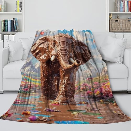 Couverture éléphant microfibre moelleuse plaid haute densité de voyage