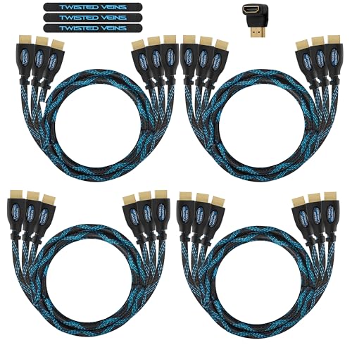 Image of HDMI Cable 3 ft, 12-Pack, Premium HDMI Braided Cord Type High Speed with Ethernet, Supports HDMI 2.0b 4K 60hz HDR and ARC