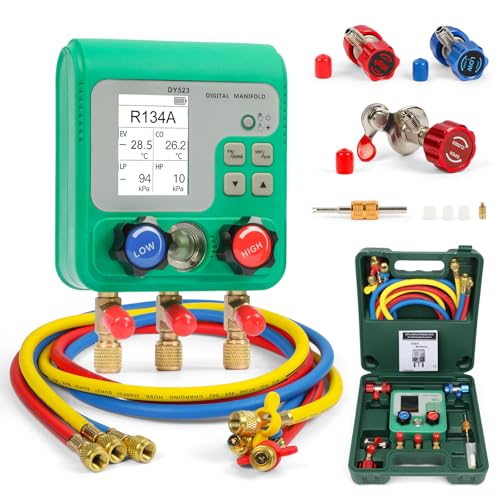 Image of HVAC Gauges, 92 Refrigerant Digital Manifold Gauges HVAC Manifold Gauge Set R134A R410A Gauges AC Gauges Kit with Hose Digital Refrigerant Gauge Pressure Vacuum Test with 2.4" HD Color Display