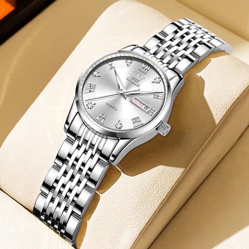 Image of OLEVS Luxury Ladies Watches,Women's Watch with Day and Date,Female Watch for Small Wrist,Gold Stainless Steel Watches for Women,Easy Read Ladies Wrist Watches Waterproof（Adjustable Strap