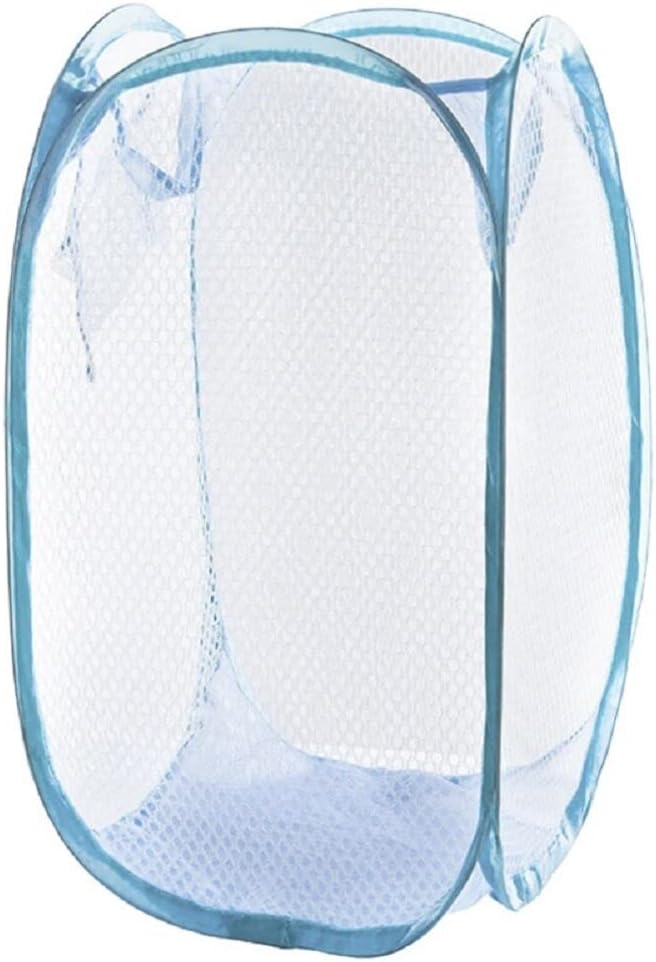 Alipis Foldable Mesh Laundry Basket Side Pocket and Two Handles Easy Open Design for College Dorms Sky Sturdy and Breathable Hamper for Laundry Storage
