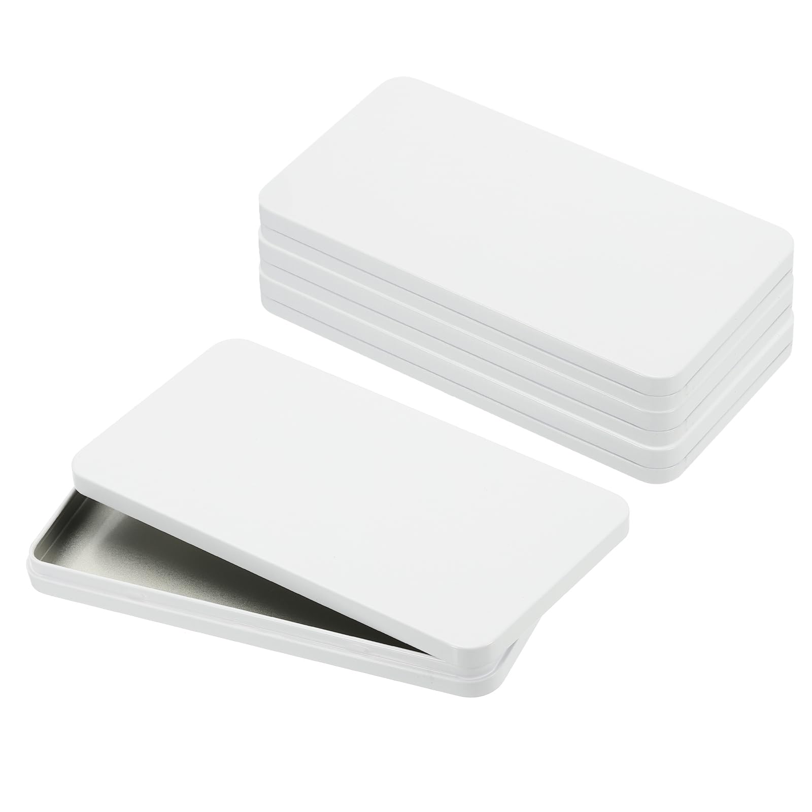 PATIKIL Small Cash Box, 4 Pcs Money Holder Metal Tin Box Cash Tray Money Organizer Case for Cash Ticket Credit Card Check Gift White