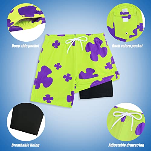 Upgraded Version Toddler Boys Swim Trunks with Compression Liner,Rush Guard Sets UPF 50+4