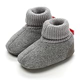 AKINGIO Baby Boys Girls Fleece Booties Non Skid Soft Sock Boots Infant Slippers Newborn First Walker