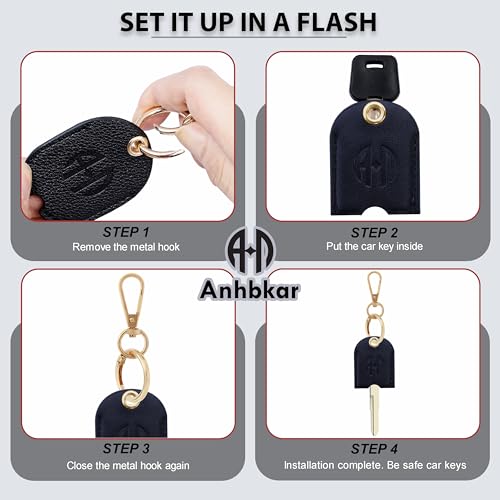 Image of Leather Keys Sleeve for Broken Car Key Loop Replacement, Keychain Cover Cute Protector and Holder for Men, Women
