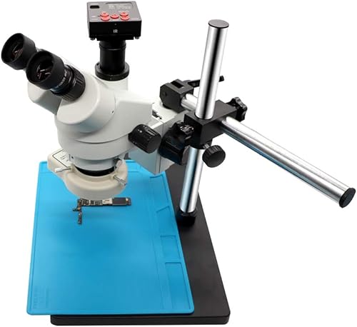 Miniatura 2 de Microscopio trinocular estéreo simulfocal 3.5X-90X 1080P + cámara digital de video HDMI de 21 MP + luz LED ajustable para reparación de soldadura de
