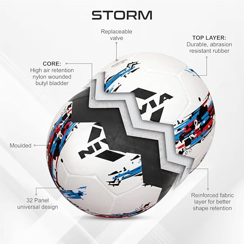 Image of Nivia Storm Rubber Football with Ball Pump, Size 5, (White)