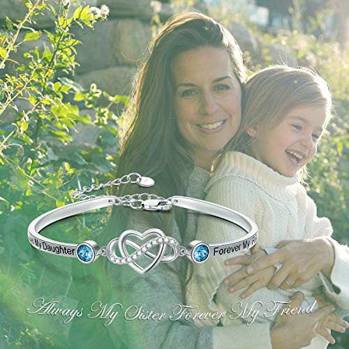 Daughter Bracelet Sterling Silver Always My Daughter Forever My Friend Infinity Love Heart Adjustable Bangle Birthday Graduation Christmas Jewelry Gifts For Daughter From Mom #TOP5