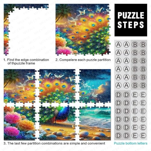 Puzzle de 1000 piezas de cartón premium con ajuste perfecto y diseño sofisticado de pavo real 4