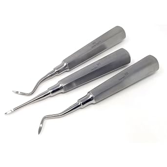 3 Pcs Dental Root Tip Heidbrink Elevators H1 Straight, H2 Left, H3 Right, Tooth Extracting Stainless Steel Elevator Set for Dentists Students Training Centers