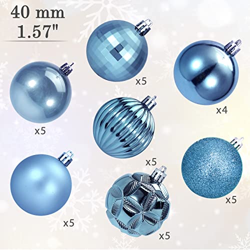 Ams 34Ct Christmas Ball Mini Ornaments Party Decorations Shatterproof Festival Pendant Hangings For Xmas Tree Decor(1.57''/40Mm,Light Blue) #TOP1