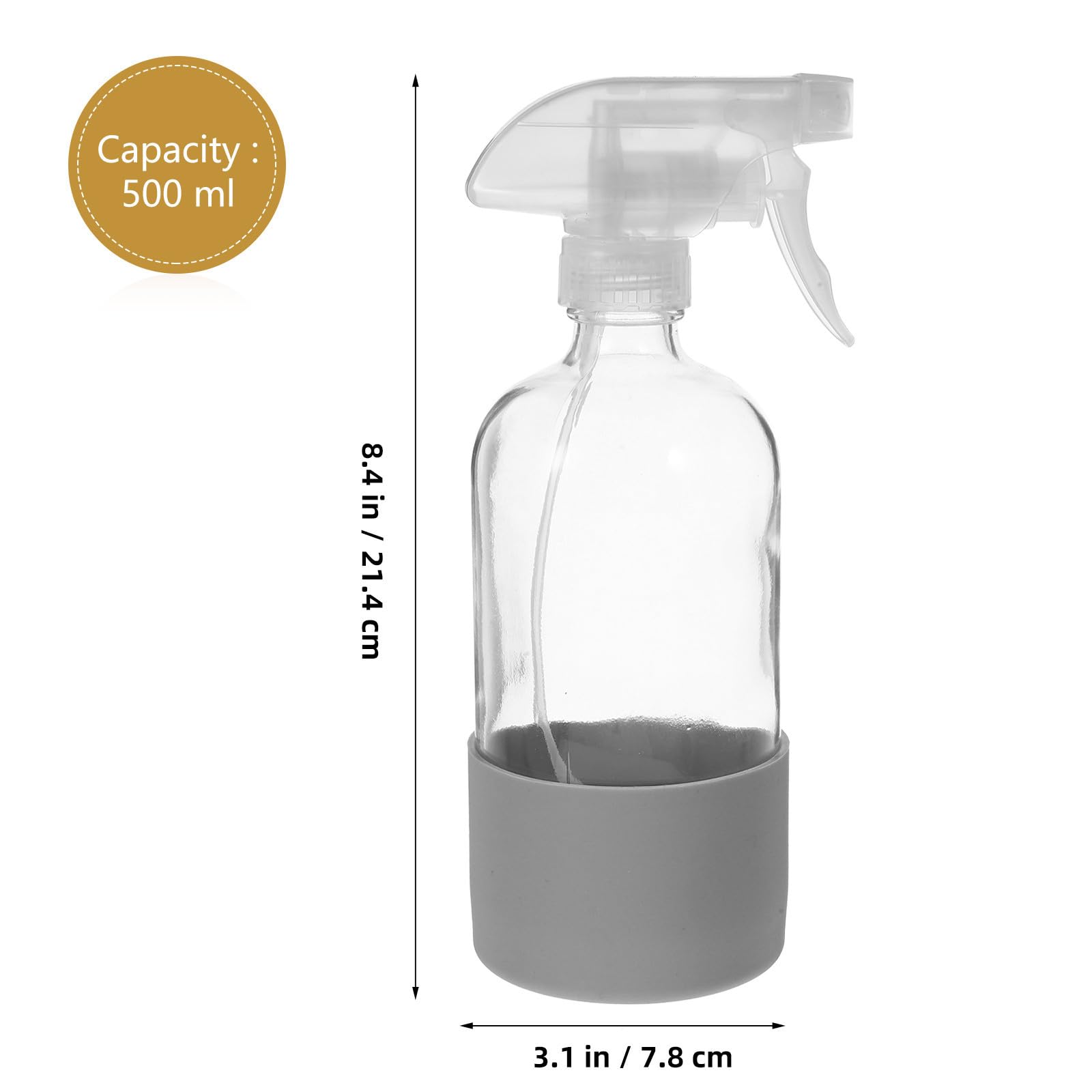 POPETPOP Lot de 3 Bouteilles Vaporisateurs en Verre 500ml avec Fond Antidérapant en Silicone, Pulvérisation Uniforme, pour Usage Domestique Fleurs et Plantes