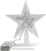 Vista 8 de Pequeño adorno para árbol de Navidad con estrella y luz LED de 15 cm, estrella para árbol de Navidad con diseño rústico, adorno festivo para árbol