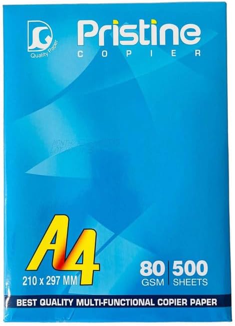 PRISTINE A4 Size Copier Paper - 80 GSM, 1 Ream containing 500 Sheets | High Brightness, Multipurpose Printing Paper | Eco-Friendly, Recycled & Biodegradable | Suitable for Inkjet, Laser, Copier, Fax