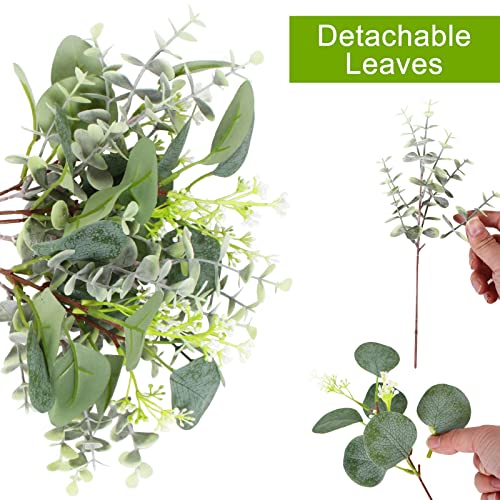40 Pcs Artificial Greenery Eucalyptus Stem Silver Dollar Leaves Baby Eucalyptus Leaves Suitable for Family Wedding Vase Centerpieces Bouquet Flower Arrangement - Image 5