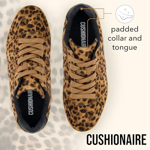 CUSHIONAIRE Bravado Women’s Vegan Hair Calf Leopard Print Lace-Up Sneakers – Stylish Everyday Shoes with Cushioned Comfort3